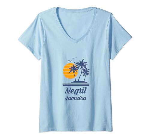 Mujer Recuerdo de vacaciones en Isla Jamaicana de Jamaica Camiseta Cuello V