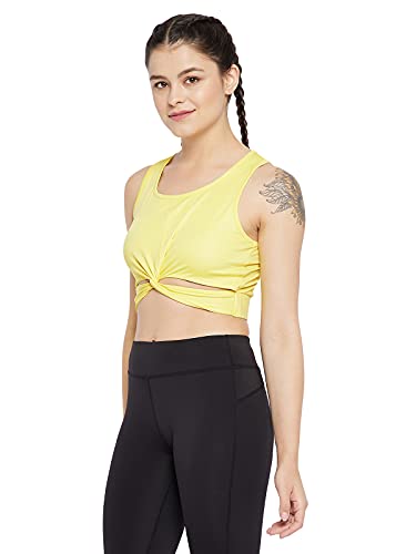 Image of Clovia Women's Snug Fit Active Slim Fit Crop Top with Twist Knot