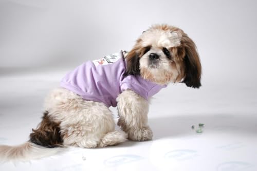 Image of Thunder Tails Premium Cotton Dog T-Shirt | Adjustable Neck | for Small Dogs | Lilac | Medium | for Shih tzu