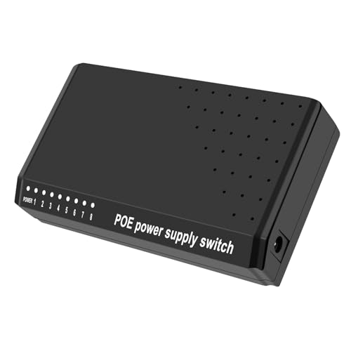 Giuneuow 8 Puertos 6 + 2 Inyector Conmutador PoE AlimentacióN una TravéS de Ethernet RJ45 Sin Adaptador de Corriente de Red Familiar 10 / 100M para CáMaras