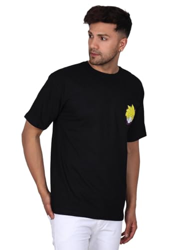 Image of Urban Ninja Men's Printed Round Neck Pure Cotton Black T-Shirt with Striking Graphic Print Detail for Streetwear Style and Casual Comfort