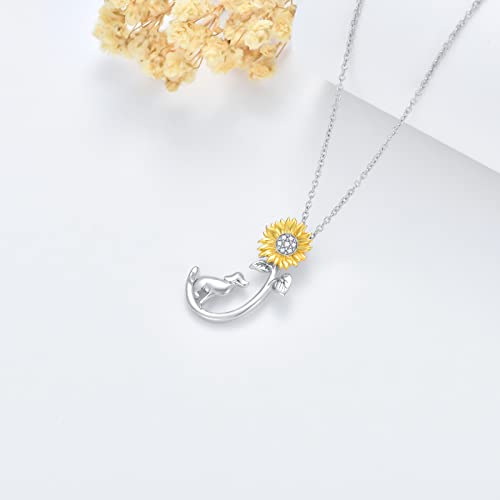 Platyco Dog Necklace 925 Sterling Silver Sunflower Dog Pendant Necklace Jewelry Gifs For Women Girl Dog Lover #TOP3