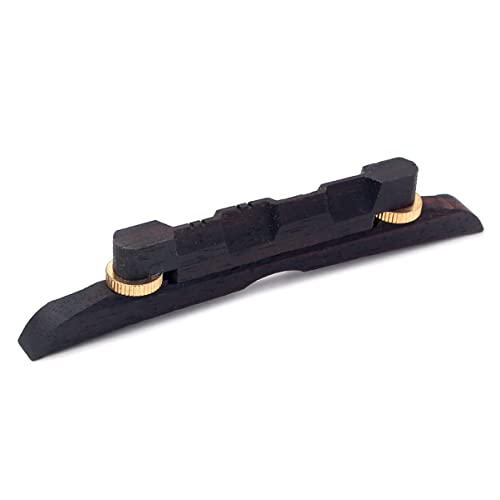 Yardwe Ebony Guitar Bridge for Mandolin Height Adjustable Replacement with Screws Lightweight Design for Easy Installation and String Action Adjustments