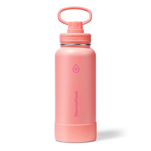 ThermoFlask Insulated Water Bottle with Spout Lid (32 oz, Sunkissed Coral) - Leakproof, Stainless Steel Water Bottle for Cold & Hot Drinks, Travel & Daily Hydration