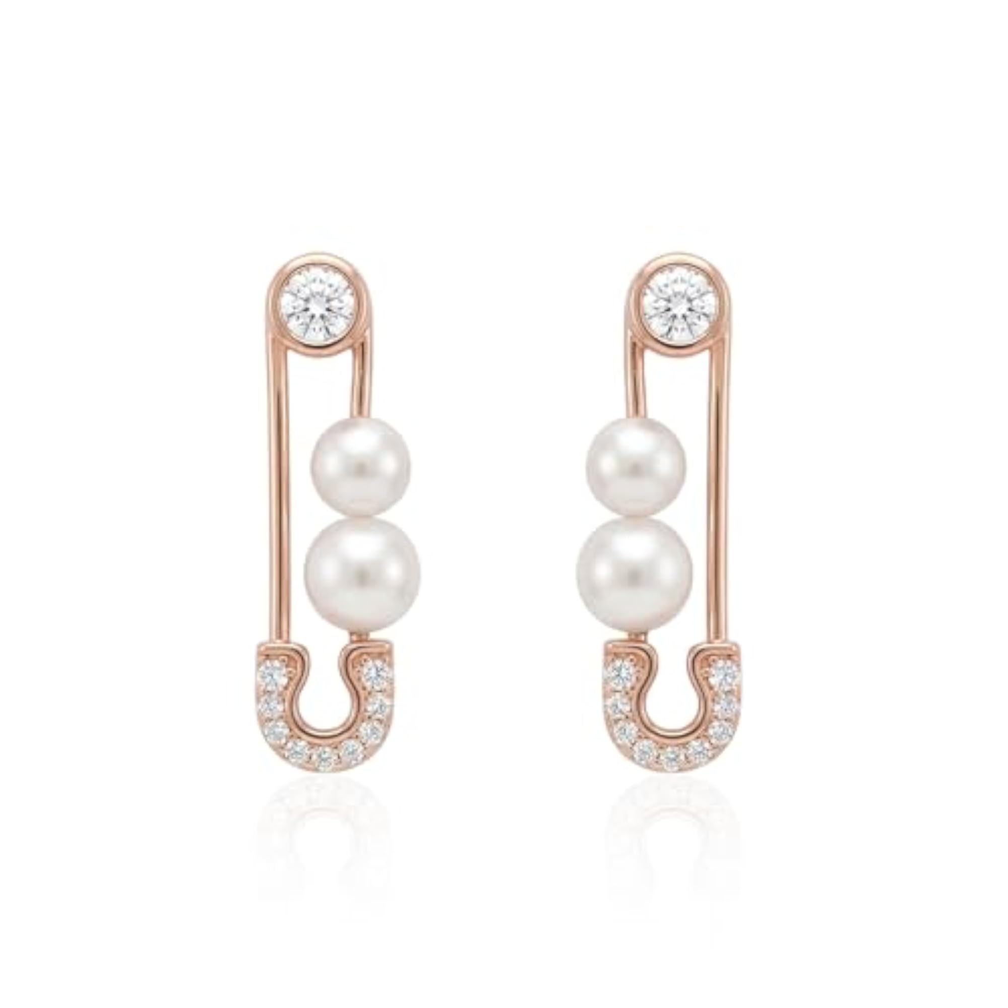 Women's Pure 925 Silver Safety Pin Pearl Stud Earrings, Elegant Gift