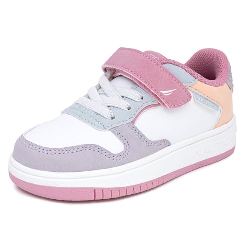 Nautica Kids Girls Sneakers with Adjustable Strap and Bungee Straps | Comfortable Casual Shoes (Toddler/Little Kid)