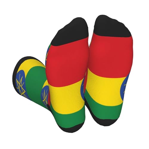 YXLymxDAMAI Flag of Hawaii American Ankle & Crew Chaussettes pour homme et femme – Chaussettes athlétiques unisexes pour adulte Noir, Drapeau de l'Éthiopie, taille unique