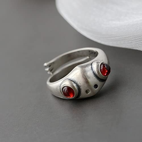 Anneau réglable pour femmes bague grenouille et grenat cadeau d'anniversaire