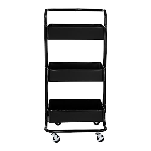 image for Seville Classics 3 Bin Metal Rolling Storage Utility Cart Organizer Tr
