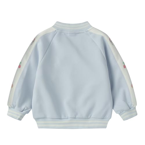 LittleSpring Girls Baseball Jackets with Snap Long Sleeve Cherry Printing Varsity Jacket2