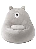 Bezug nicht abnehmbar Vertbaudet Flauschiger Teddy-Kindersessel hellgrau ONE Size