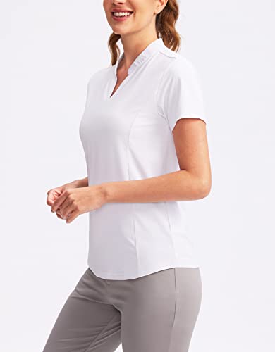 Image of Obla Women's Golf Polo Shirt V-Neck Short Sleeve Collarless Quick Dry Tennis Running T Shirt Golf Tops for Women