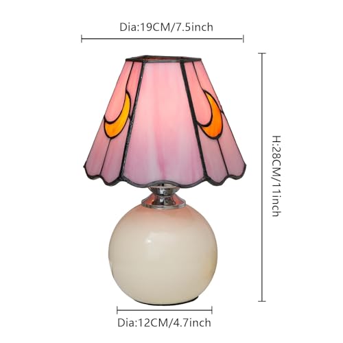 Handcrafted Stained-Glass Moon Mushroom Tiffany Lamp (11", Warm White) — view 6