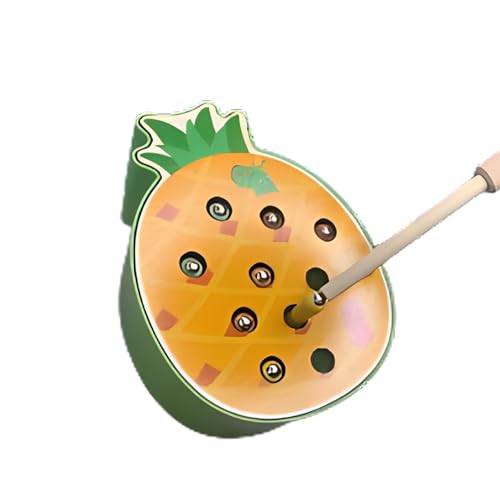 Image of HAPPY HUES Sorting & Stacking Toy- Skills Enhancement Motor Skill Toys for Toddlers /Kid -Magnetic- Capture The Worms Toys | Early Educational-Montessori Toy (Pineapple)