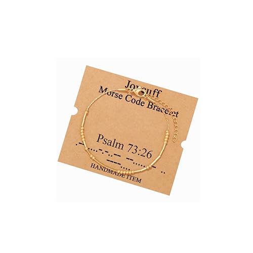 Image of JoycuFF Inspirational Morse Code Bracelets for Women Silver Beads Jewelry Encouragement Mantra Gifts for Her