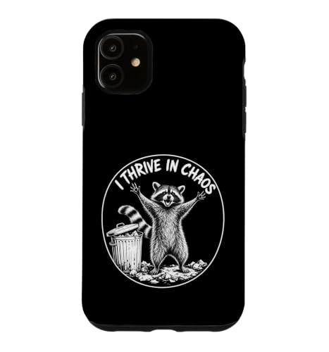 Racoon Meme Tee Funny Trash Panda I Thrive in Chaos �X�}�z�P�[�X iPhone 11 �p