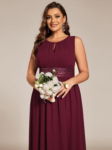 Image of Ever-Pretty Plus Women's Round Neck Sleeveless Empire Waist Maxi Plus Size Formal Gowns Bridesmaid Dresses