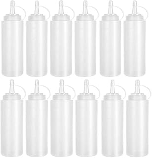 Anyumocz 12 Pack 8 oz Plastic Squeeze Bottles Multipurpose Squirt Bottles for Ketchup,Condiments,BBQ Sauce,Dressing,Barbecue,Grilling,Crafts,Syrup and More