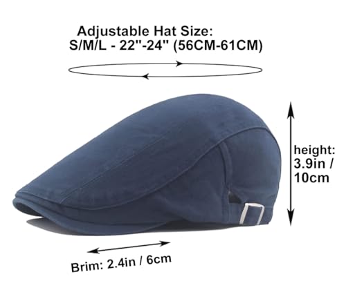 Image of Quanhaigou Men's Cotton Flat Ivy Gatsby Newsboy Driving Hat Adjustable Irish Cabbie Ivy Driving Hunting Cap