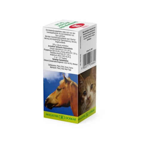MAGISTER DOSKAR Nr. 18 – Homöopathische Tropfen zur Beruhigung bei Tieren – 50 ml – sanfte Nervenhilfe für Hunde, Katzen & Kleintiere