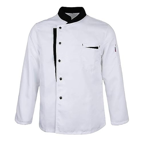 AYAZER Uniforme de Chef de Cuisine de Restaurant Unisexe, Chemise à Manches Courtes/Longues, Veste de Chef, vêtements de Travail-Manches Longues_b-M