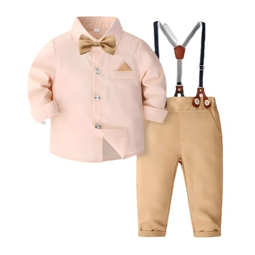 LCKUOTITIMY Toddler Formal Outfit Beige Boy Baby Boy Suit Baptism Pageant Wedding Ring Bearer Outfit 1t 2t 1-2t