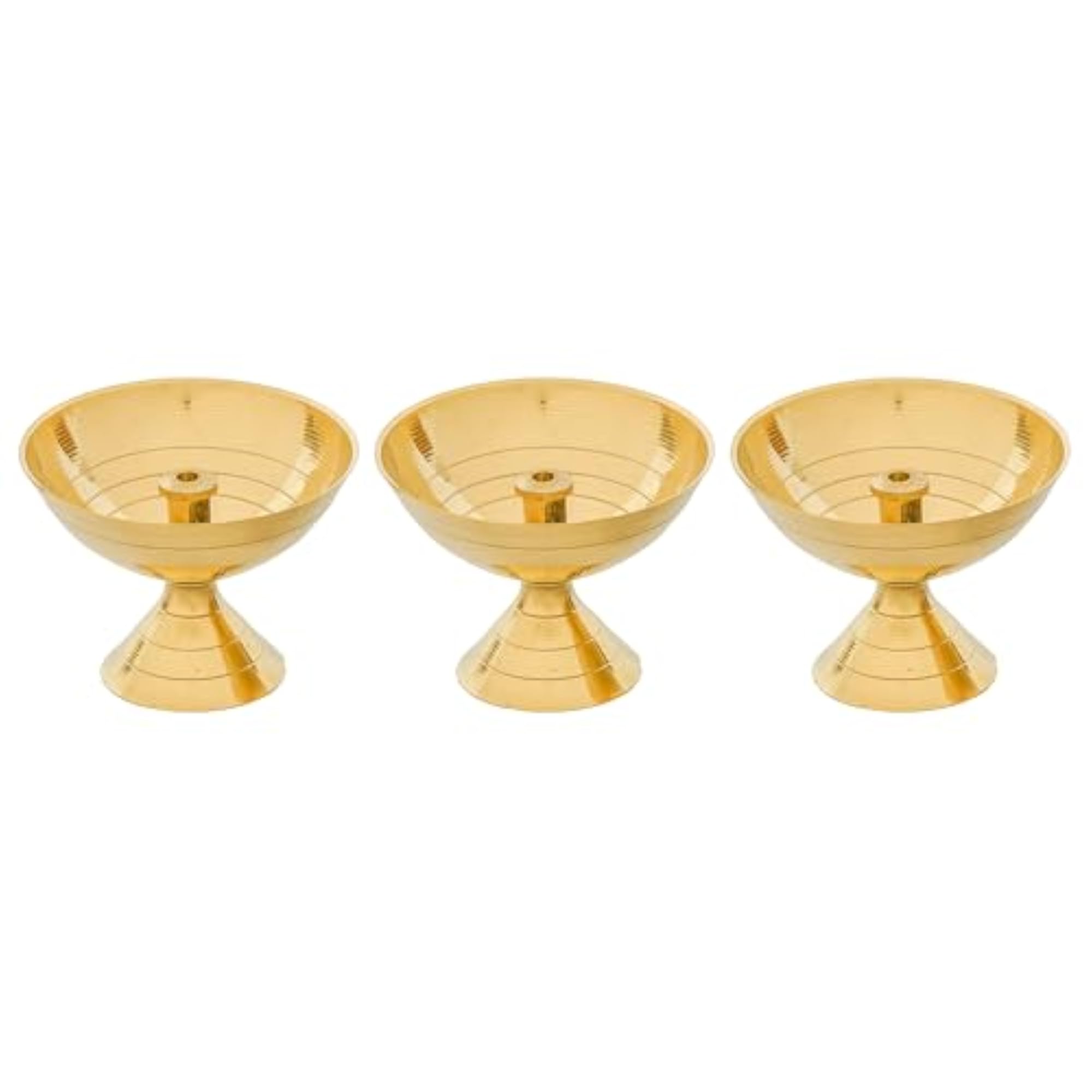 Set of 3 Small Brass Lamps for Diwali Decor