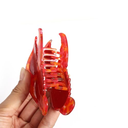 Lobster Claw Clip,Funny Red Lobster Pincers Hair Clip,Acetate Hair Clips,Small Claw Clips for Women Ocean Animal Cute Hair Clip Big Claw Clip