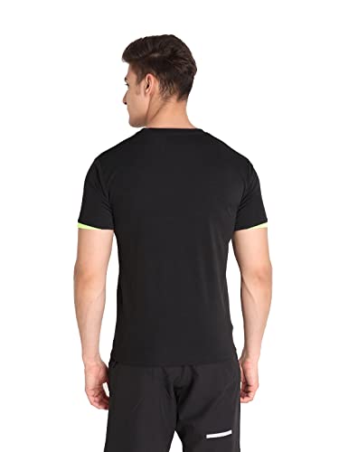 Image of CHKOKKO Men's Round Neck Gym T-Shirt Black Neon Dark Grey XXL