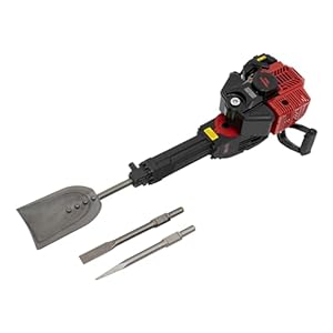 52CC Tragbaren Bagger 1900W Flachmeißel Bohrmaschine Betonbrecher Schlaghammer Betonhammer Benzin Abbruchhammer Baumgrabmaschine 2 Takt Meißelhammer Stemmhammer mit Spitzmeißel und Flachmeißel