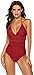 Produktbild ITVIP Damen Einteiler Push Up Monokini Einteiler Tiefer V-Ausschnitt Dreieck Verstellbar Cross Straps Sexy Badeanzug Swimwear gepolstert Strand XXL Vino