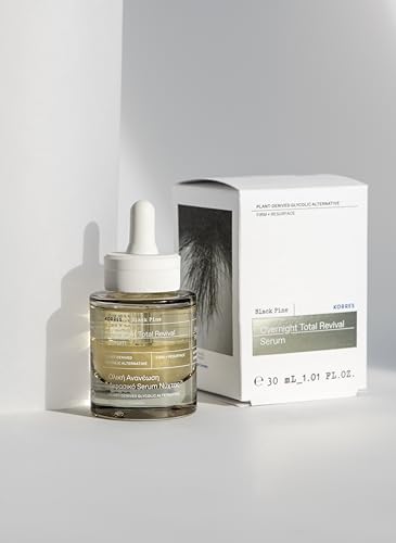 KORRES Black PINE orzeźwiające serum na noc dla skóry dojrzałej do twarzy, wygładza i ujędrnia skórę, przetestowane dermatologicznie i wegańskie, 30 ml