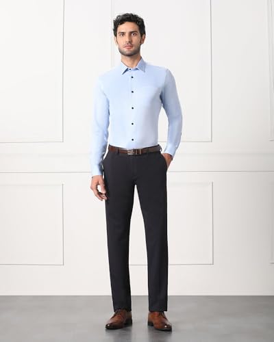Image of blackberrys Mens 4 Pocket Solid Formal Trousers
