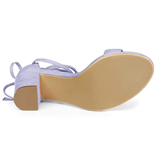 Allegra K Allegra K Women's Tie Up Strappy Heels Chunky High Heels Purple Sandals - 9 M US