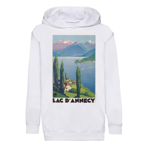 Sweat à capuche enfant lac d'Annecy premium au style vintage unique