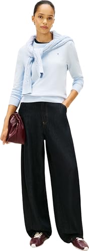 Tommy Hilfiger Damen CO Jersey Stitch C-NK LS SWT WW0WW44984, Blue (Breezy Blue), XXS EU 4