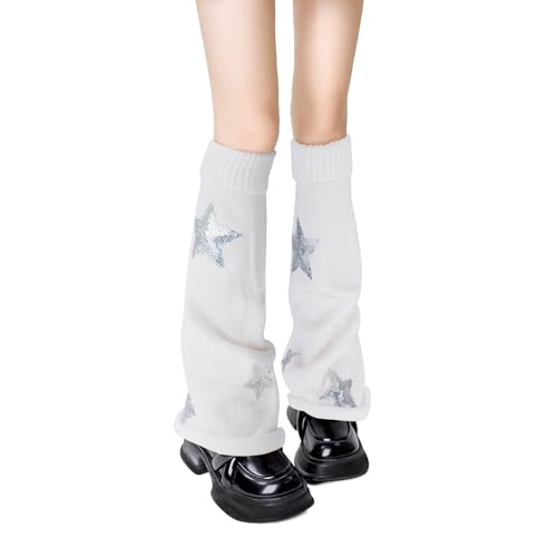 XEPST Calentadores de Piernas de Punto Sueltos para Mujer, 1 Pares Harajuku Calentadores Modernos Invernales Gothic Y2K Leg Warmers para Mujer
