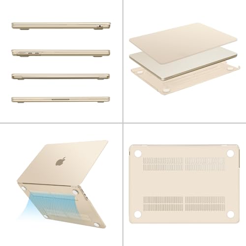 Image of MOSISO Compatible with MacBook Air 13 inch Case M5 2026 M4 2025 M3 M2 2024-2022 A3449 A3240 A3113 A2681, Scratches-Resistant Protective Hard Shell for MacBook Air 13.6 inch Case, Starlight
