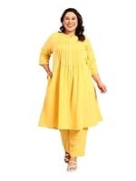 The Pink Moon Women's Plus Size Maxi Pintuck Dress - (DRS_17K_YLW_Yellow_6XL)