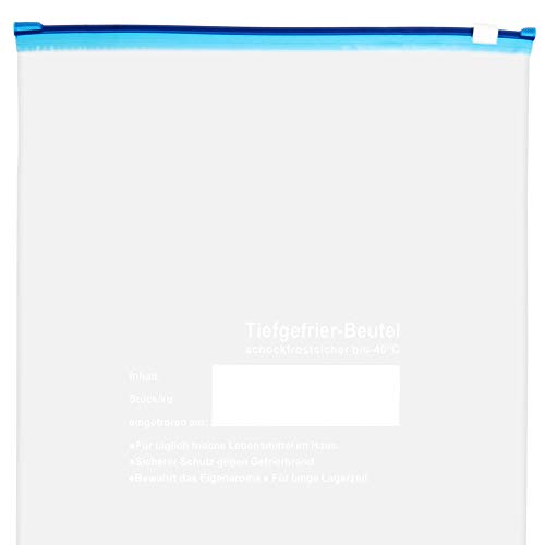 com-four® 21x Gefrierbeutel 6 Liter zum Verschließen, wiederverschließbare Frischhaltebeutel zur Lebensmittelaufbewahrung - Allzweckbeutel für Aromaschutz und Vitaminfrische bis -40°C (6 L - 21 Stück)