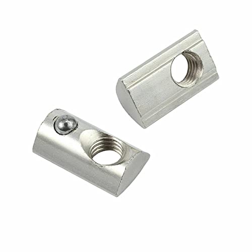 100 x Tuerca ranurada M6/M8 tipo St Nut, con bola de resorte, centrado de bola, puente de aluminio, perfil de acero, ranura 8, para perfil de aluminio (M8)