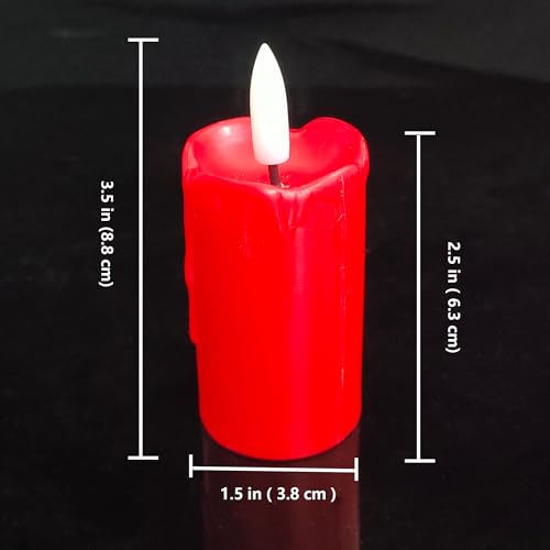 Image of 6 Pack LED Flameless Votives with Built-in Timer Realistic Black Wick Drips Battery Operated Electric Candle Set for Home Party Wedding Halloween Christmas Decorations 1.5 inch D x 3.5 inch H, Red