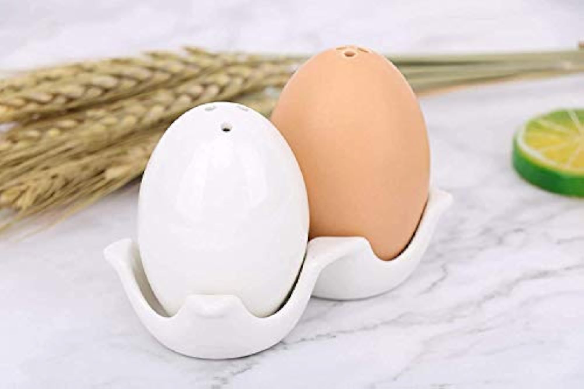 Ceramic Easter Egg Shaped Salt & Pepper Shaker Set