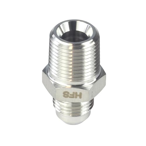 Image of HFS(R) 3 /8 inch NPT Male to 3 /8 inch JIC Male Adapter Flared Tube Fitting Pipe Connector Stainless Steel 304