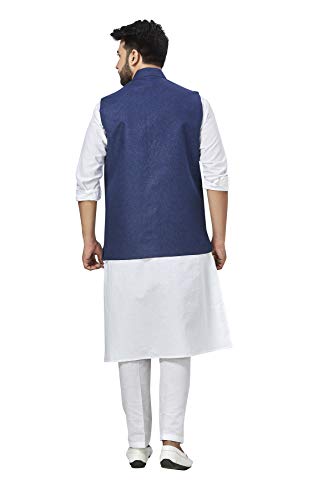 Image of BE ACTIVE 100% Cotton Solid Pattern Trendy Comfortable Stylish Full Sleeve Kurta Pajama Set with Jacket Nehru Style Koti for Men's ||