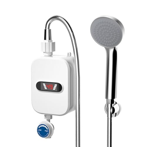 Calentador De Agua Eléctrico | Juego Agua Caliente Ducha Eléctrico Instantáneo Temperatura Constante Calentamiento Rápido, 3.5KW 110V Calentador De Agua Caliente Sin Tanque Con Pantalla LED