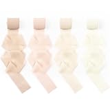 AOOWU 4PC Schleifenband, 3.8 cm x 5M Geschenkband Chiffon Seidenband Hochzeit Dekoband Taufe Festival Bänder Chiffonband Fransen(Hellschneezähne + Beige + Champagner + Khaki)