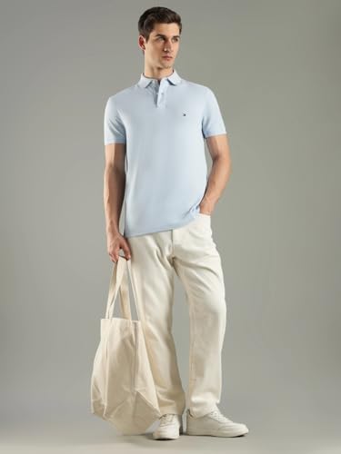 Image of Tommy Hilfiger Solid Regular fit Cotton Polo t-Shirt