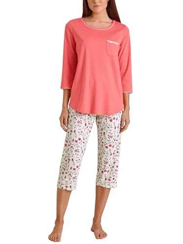 CALIDA Sweet Dreams 3/4-Pyjama Damen, aus 100% Baumwolle, Hose mit...