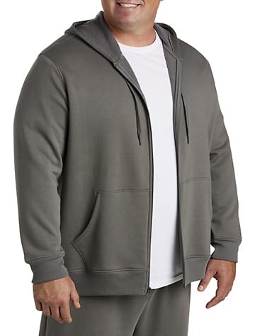 Dxl Big And Tall Essentials Full-Zip Fleece Hoodie, Grey, 4Xlt #TOP22